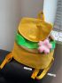 Color Block Flap Backpack With Bag Charm