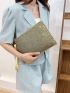 Rhinestone Decor Square Bag With Wristlet