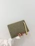 Rhinestone Decor Square Bag With Wristlet