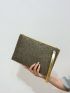 Rhinestone Decor Square Bag With Wristlet