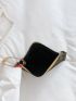 Rhinestone Decor Square Bag With Wristlet