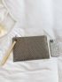 Rhinestone Decor Square Bag With Wristlet
