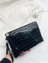 Crocodile Embossed Clutch Bag With Wristlet