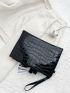 Crocodile Embossed Clutch Bag With Wristlet