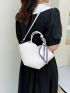 Litchi Embossed Twilly Scarf Decor Top Handle Bag With Inner Pouch