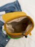 Color Block Flap Backpack With Bag Charm