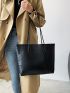 Crocodile Embossed Shoulder Tote Bag With Inner Pouch