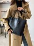 Crocodile Embossed Shoulder Tote Bag With Coin Purse, Best Work Bag For Women