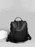 Litchi Embossed Zipper Front Functional Backpack