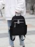 Two Tone Zipper Front Functional Backpack