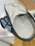 Colorblock Functional Backpack With Bag Charm