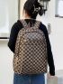 Checkered Pattern Chain Decor Functional Backpack