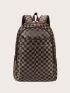 Checkered Pattern Chain Decor Functional Backpack