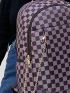 Checkered Pattern Chain Decor Functional Backpack