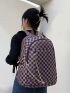 Checkered Pattern Chain Decor Functional Backpack