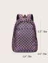 Checkered Pattern Chain Decor Functional Backpack