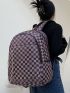 Checkered Pattern Chain Decor Functional Backpack
