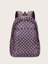 Checkered Pattern Chain Decor Functional Backpack