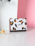 Leopard Pattern Letter Patch Decor Small Wallet