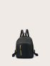 Zip Front Classic Backpack With Square Bag