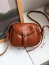Mini Buckle Decor Flap Saddle Bag