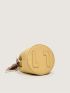 Solid Color Bucket Bag Double Handle With Twilly Scarf Decor