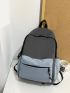 Colorblock Functional Backpack With Bag Charm
