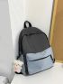 Colorblock Functional Backpack With Bag Charm