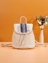 Mini Sequin Decor Drawstring Design Straw Bag