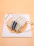 Mini Sequin Decor Drawstring Design Straw Bag