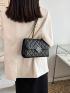 Metal Decor Quilted Pattern Chain Flap Square Bag