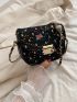 Mini Sequin Decor Butterfly Graphic Saddle Bag