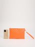 Quilted Clutch Bag With Wristlet