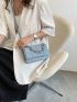 Mini Embossed Detail Chain Flap Square Bag