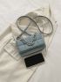 Mini Embossed Detail Chain Flap Square Bag