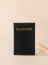 Letter Graphic Textured Passport Case