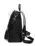 Patch Decor Classic Backpack With Pom Pom Bag Charm