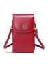 Button Decor Flap Phone Wallet