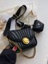 Mini Quilted Flap Square Bag With Coin Purse