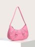 Studded Decor Baguette Bag