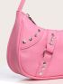 Studded Decor Baguette Bag