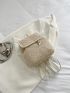 Mini Contrast Binding Drawstring Design Straw Bag