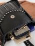Mini Studded & Fringe Decor Bucket Bag