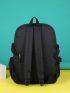 Badge & Letter Patch Decor Release Buckle Functional Backpack With Bag Charm