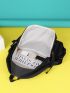 Badge & Letter Patch Decor Release Buckle Functional Backpack With Bag Charm