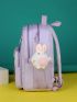 Two Tone Large Capacity Backpack With Cartoon Bag Charm