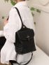 Mini Metal Decor Flap Backpack
