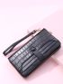 Crocodile Embossed Snap Button Long Wallet