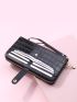 Crocodile Embossed Snap Button Long Wallet