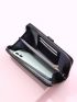 Crocodile Embossed Snap Button Long Wallet